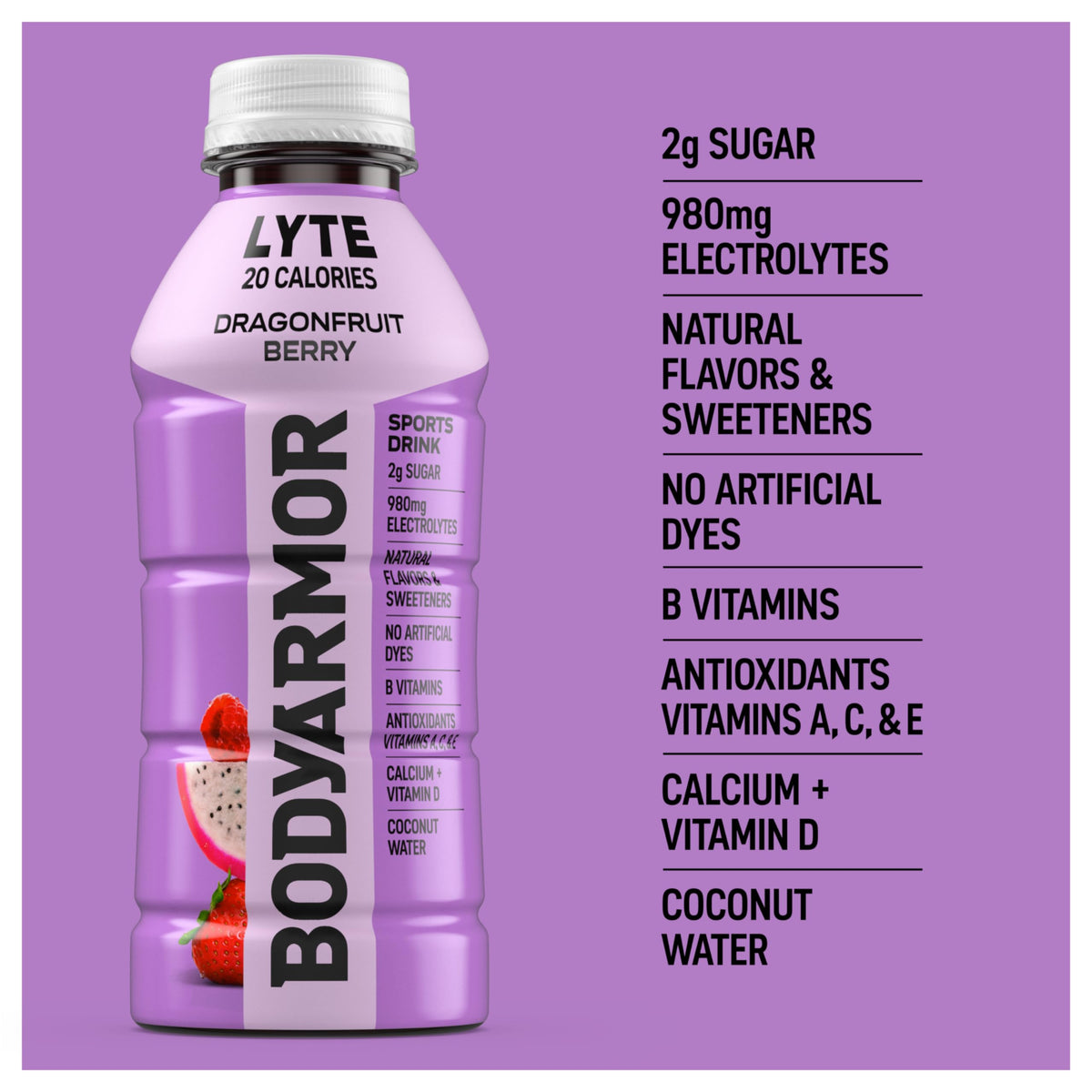 BODYARMOR Lyte refreshing drink poured into glass for a cooling break.