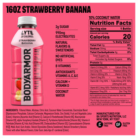 BODYARMOR Lyte strawberry banana pour showing quick hydration after training.