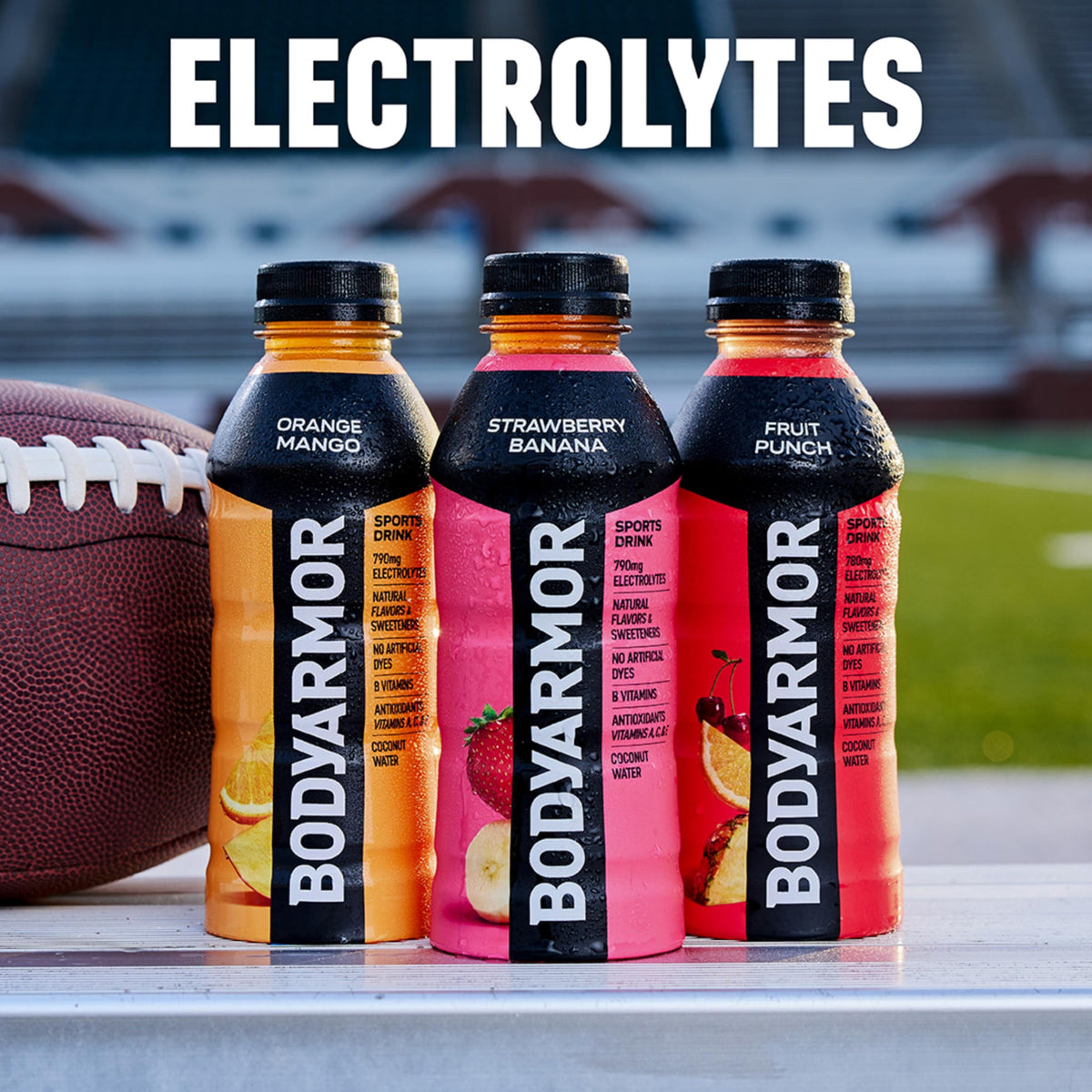 Close-up of BodyArmor Orange Mango label showing natural flavors.