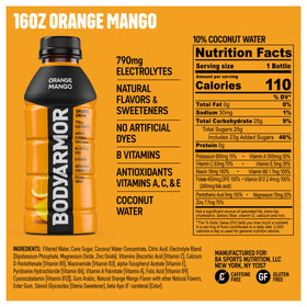 BodyArmor Orange Mango bottle with resealable cap for easy storage.
