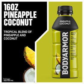 BODYARMOR Pineapple Coconut bottle side view showing natural flavors.