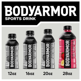 BODYARMOR bottle display emphasizes value and ready-to-drink convenience