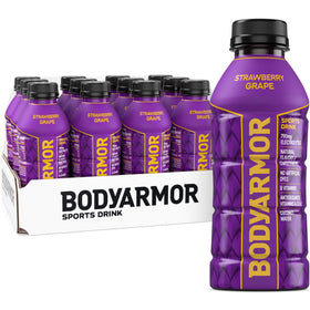 BodyArmor Sports Drink Strawberry Grape bottle for on-the-go hydration.