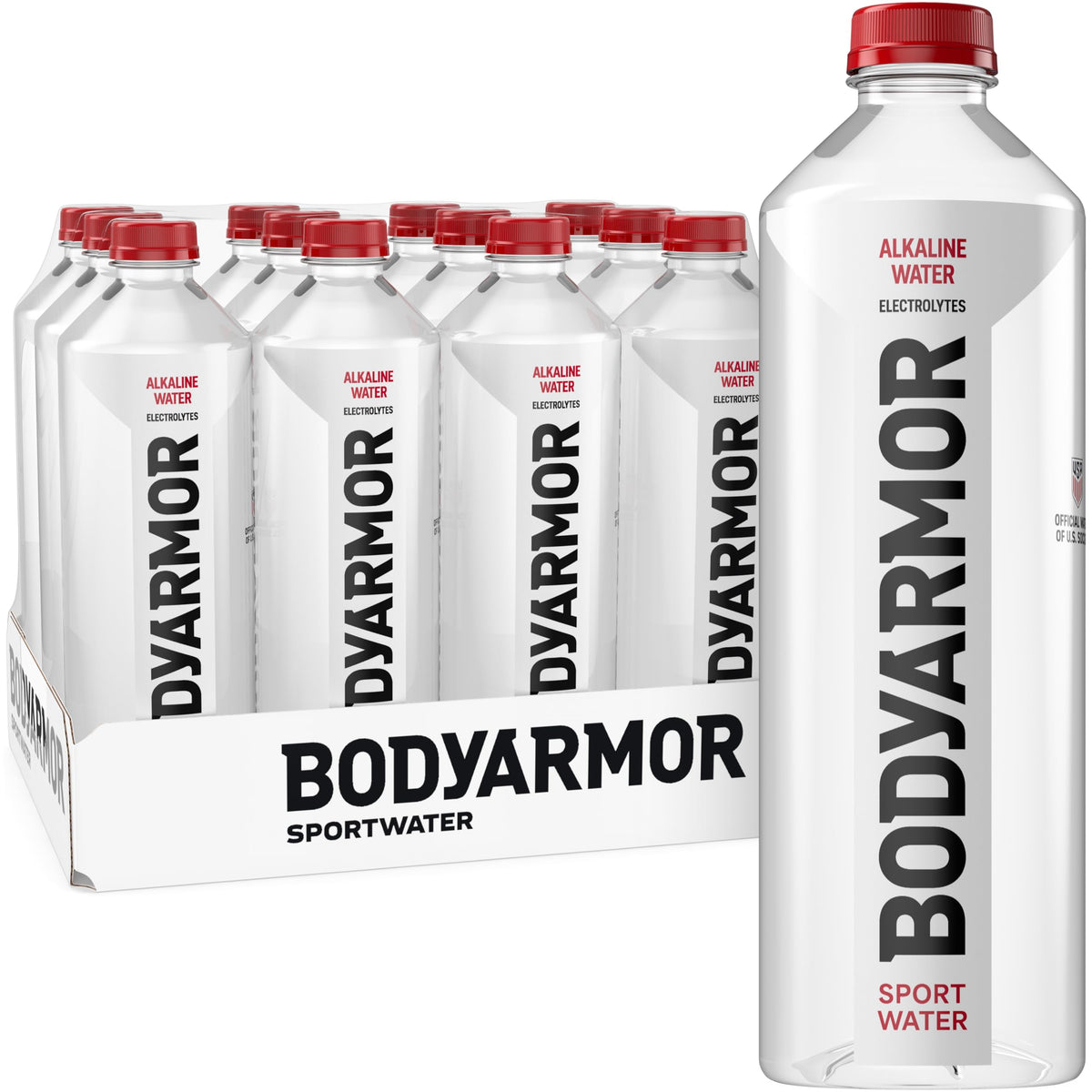 BODYARMOR SportWater 12-pack hero for on-the-go hydration during workouts.
