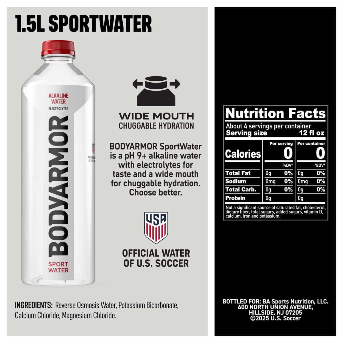 BODYARMOR SportWater high pH 9+ detail emphasizing alkaline hydration benefits.