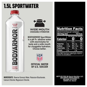 BODYARMOR SportWater high pH 9+ detail emphasizing alkaline hydration benefits.
