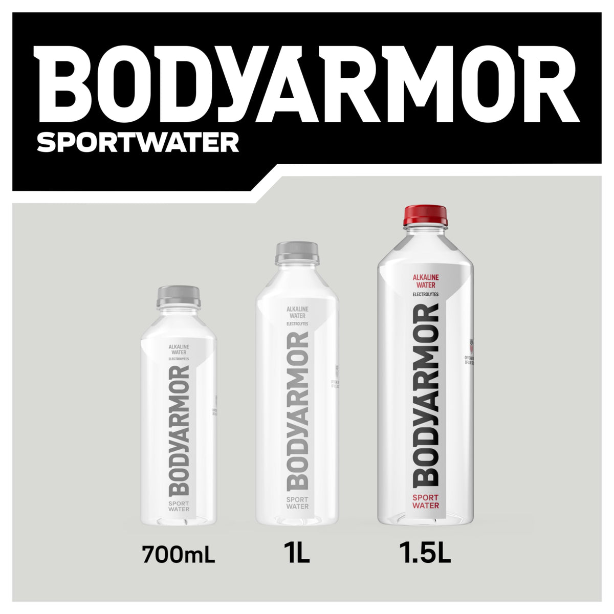 BODYARMOR SportWater label design highlighting branding and health-focused messaging.