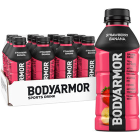 BODYARMOR Strawberry Banana bottle for on-the-go hydration and flavor.