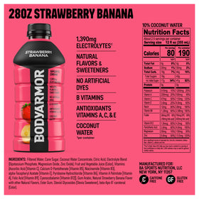 BODYARMOR Strawberry Banana pour shows quick hydration during activity