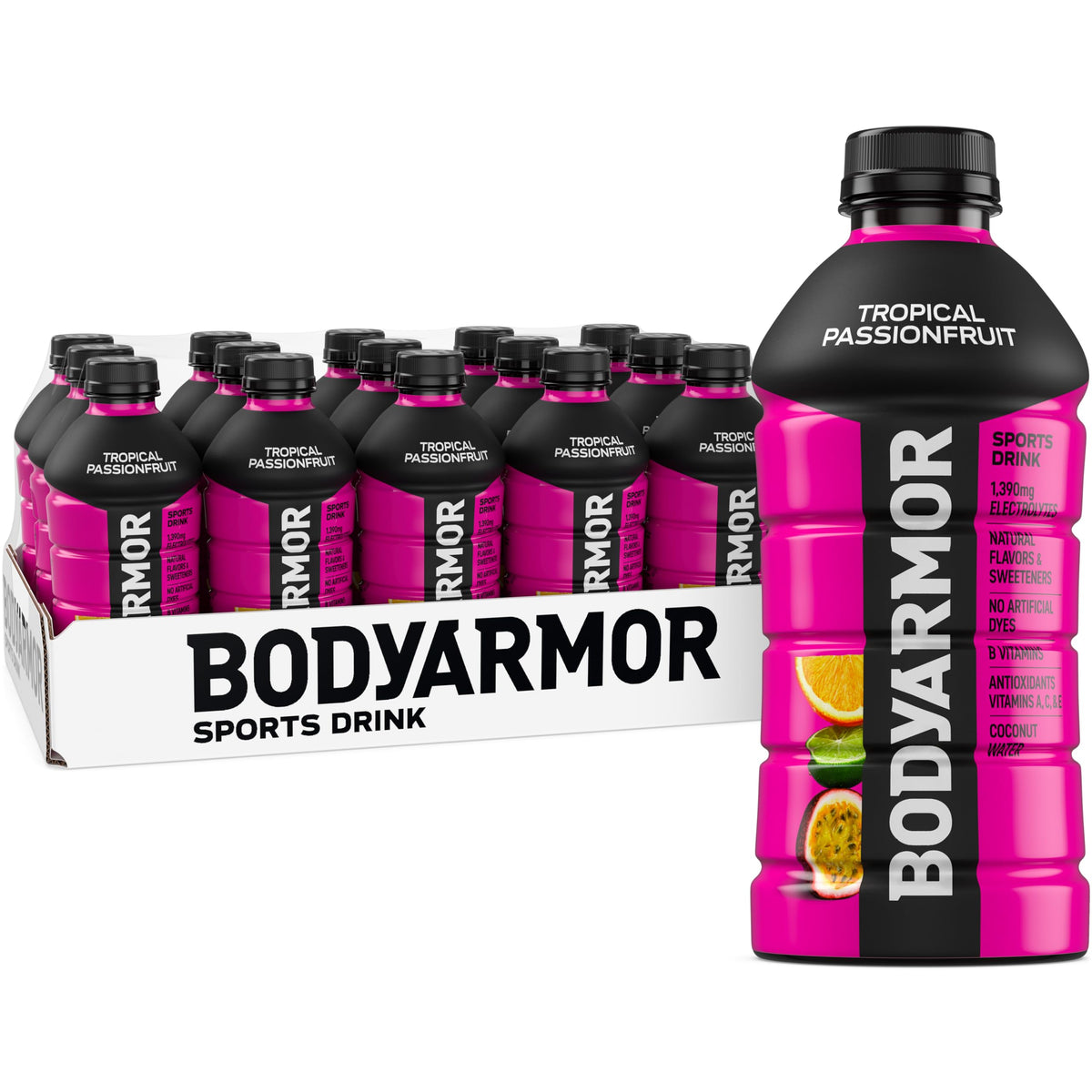 BODYARMOR Tropical Passionfruit bottle 28oz 15-pack for everyday hydration on the go