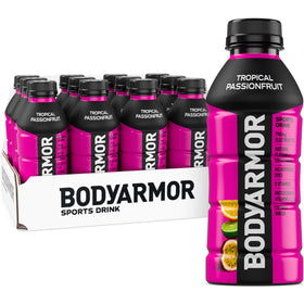 BODYARMOR Tropical Passionfruit bottle for refreshing hydration during workouts.