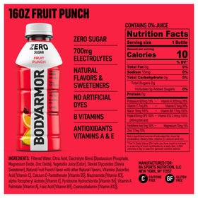 BODYARMOR ZERO Fruit Punch pour captures quick hydration on the go