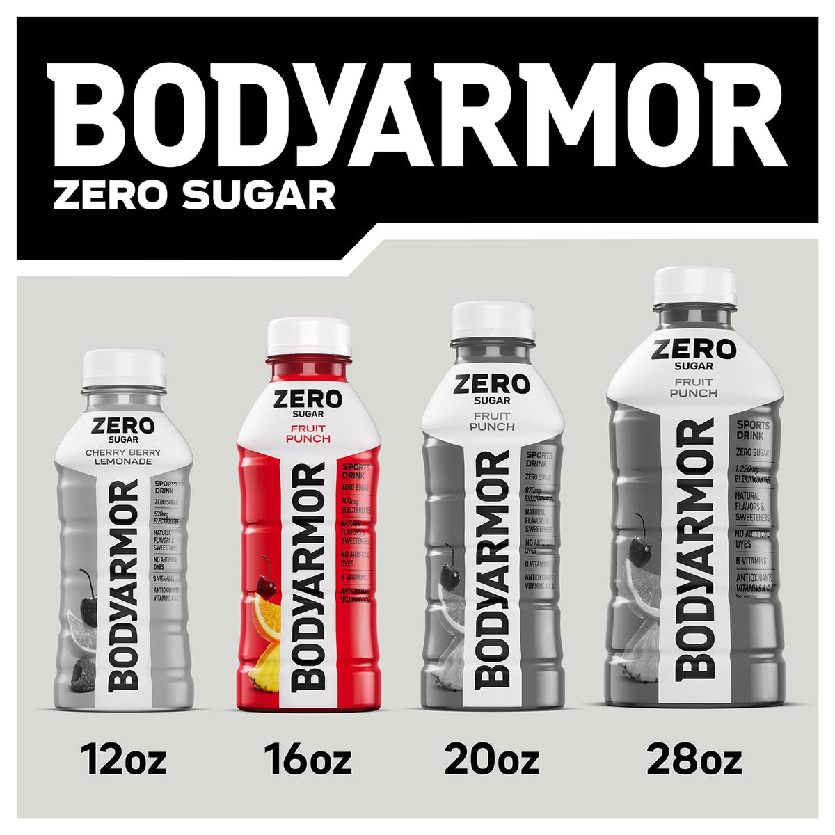 BODYARMOR ZERO Fruit Punch ingredients emphasize natural flavors and no artificial additives