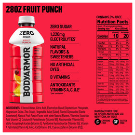 BODYARMOR Zero Sugar Fruit Punch pours into a glass for quick refreshment.