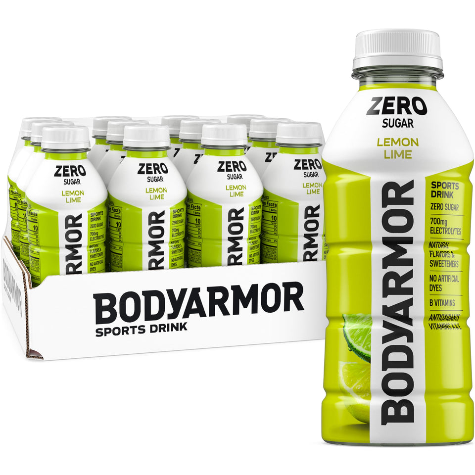 BODYARMOR Zero Sugar Lemon Lime bottle for on-the-go electrolyte hydration
