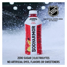 Electrolyte-rich BODYARMOR bottle supporting hydration in hot workouts