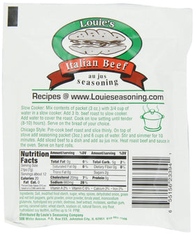 Boesklenn Louie's Italian Beef Seasoning label close-up highlighting aroma.