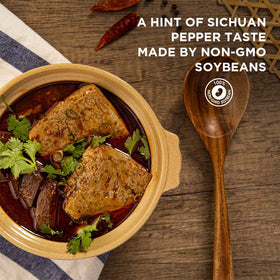 BOILING POINT Mala Spicy Sauce on a spoon for easy marinades and dipping.