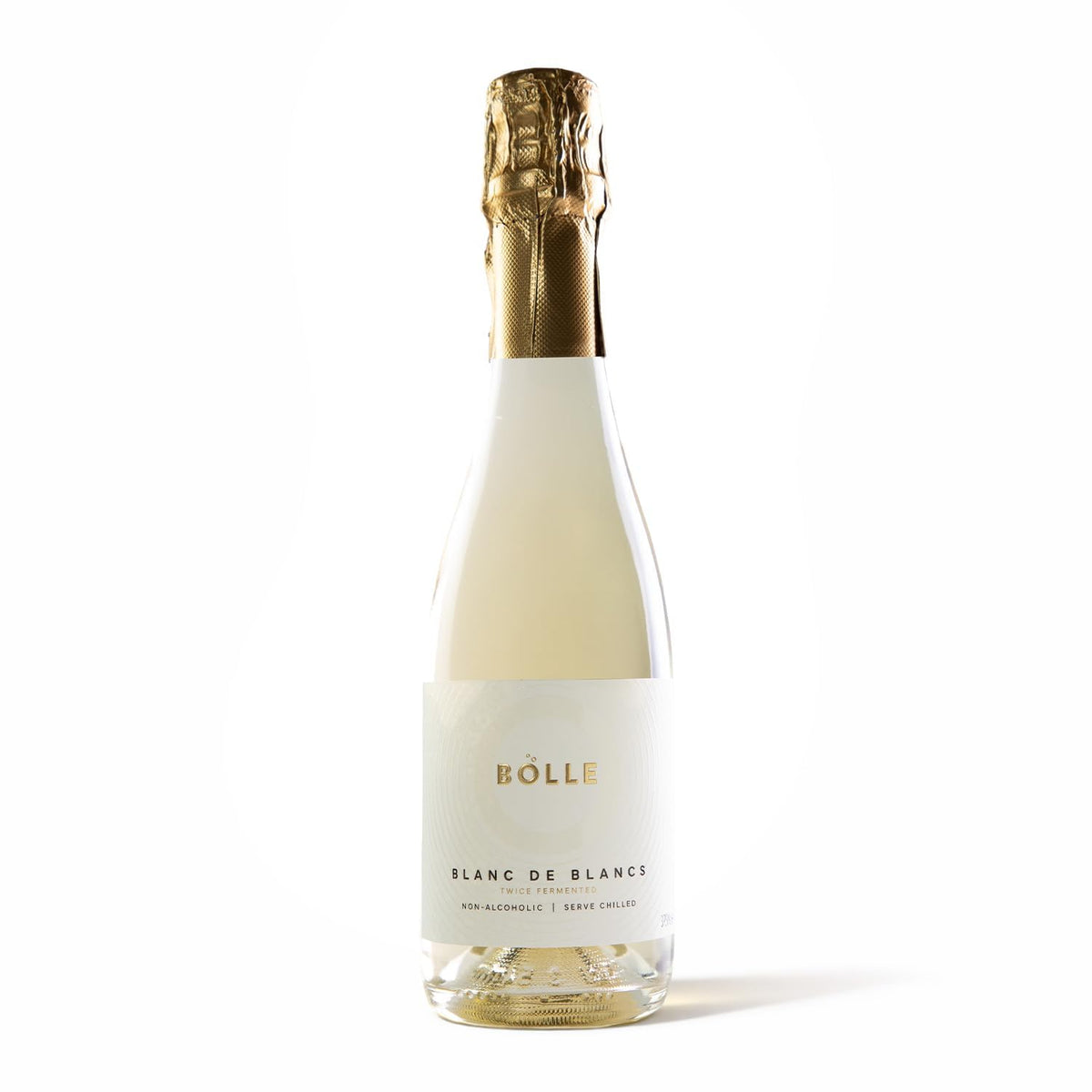 BO°LLE Blanc de Blancs bottle shot showing elegant design and premium non-alcoholic celebration.