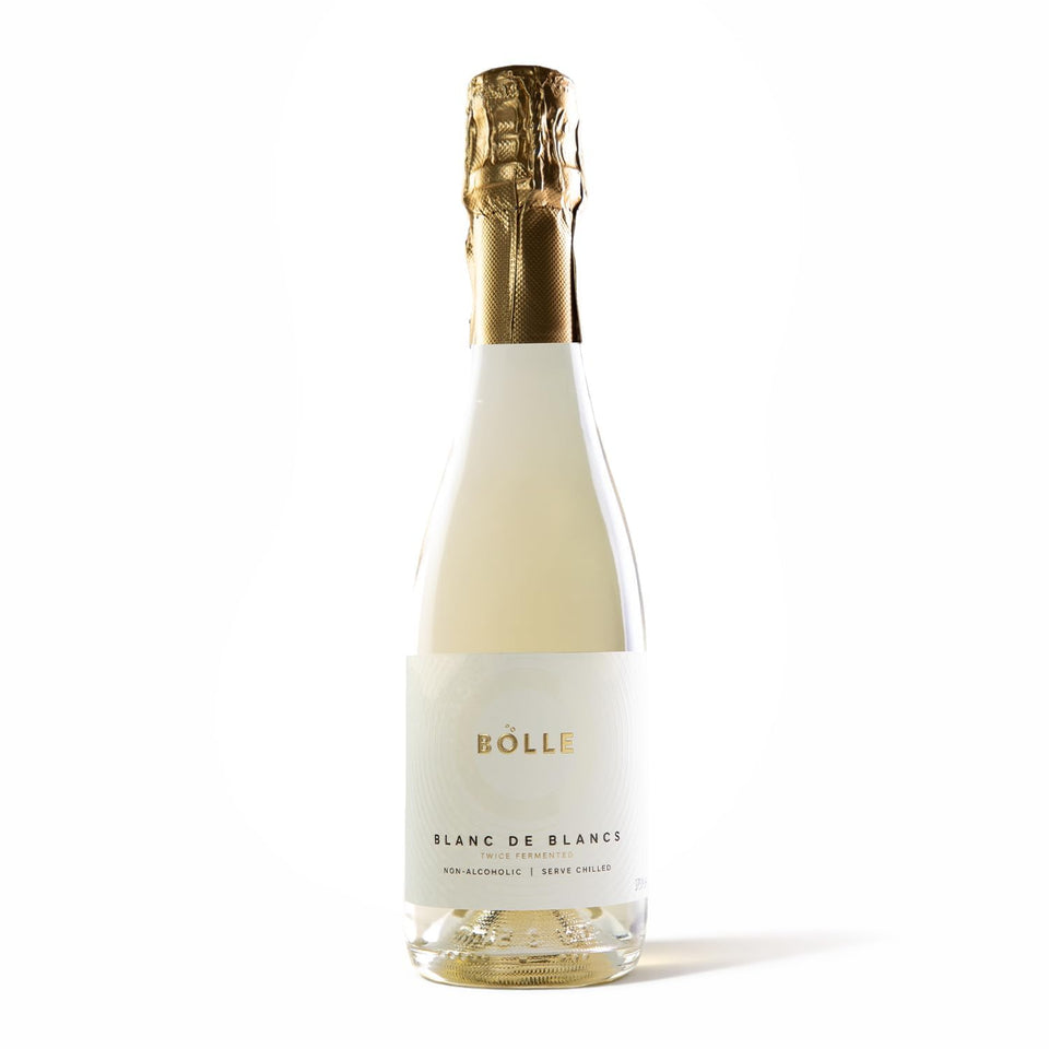 BO°LLE Blanc de Blancs bottle shot showing elegant design and premium non-alcoholic celebration.