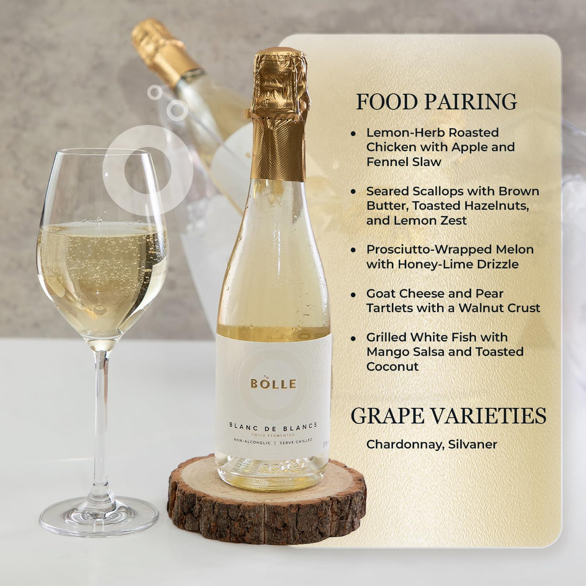 BO°LLE Blanc de Blancs green apple hint enhances a refreshing celebration.