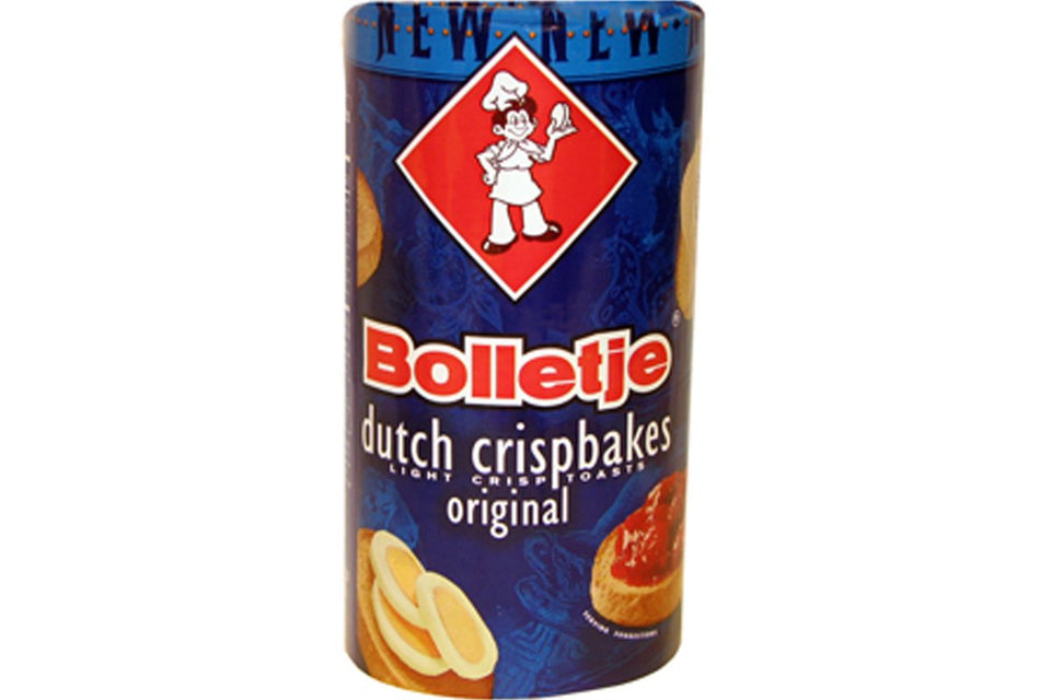 Bolletje Cripbake Original toast slices, six-pack, crisp texture ideal for toppings.