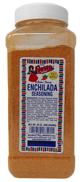 Bolner's Fiesta Extra Fancy Enchilada Seasoning bottle-top highlights premium flavor for authentic enchiladas.
