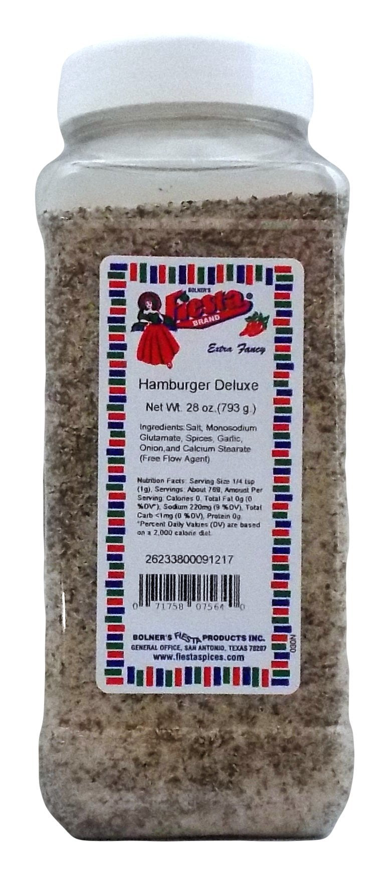 Bolner's Fiesta Hamburger Deluxe bottle front view for burgers and grilled meats