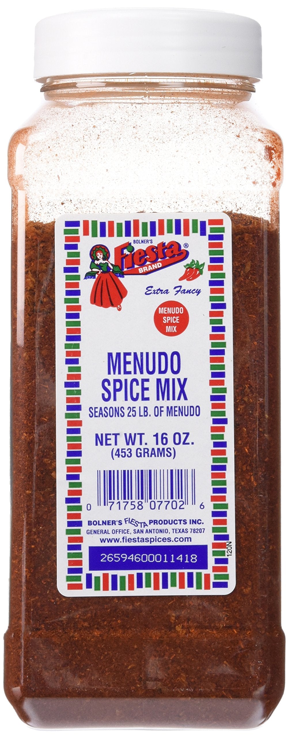Bolner's Fiesta Menudo Spice Mix bottle for authentic Mexican soup flavor at home.