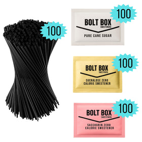Bolt Box pink saccharin packets offer a convenient sugar substitute for tea or coffee.