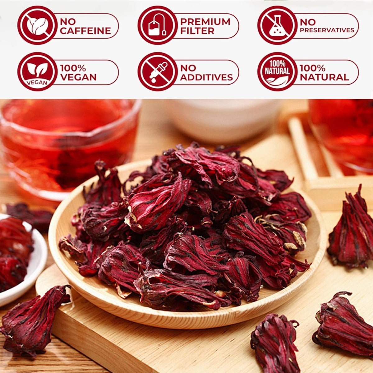 Bombala hibiscus tea, caffeine-free and suitable for any time.