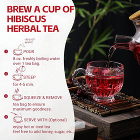 Hibiscus tea over ice with lemon, refreshing and bright.