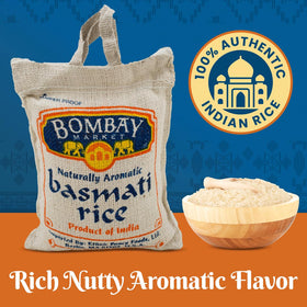 Bombay Market Aromatic nutty basmati emits inviting aroma while cooking.