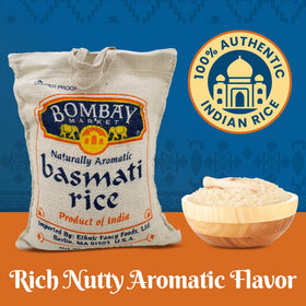 Bombay Market White Basmati Rice cooked and plated for fragrant Indian dishes