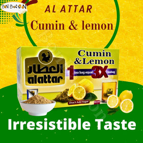 AlAttar cumin lemon tea infusion with visible herbs releasing aroma.