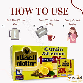 Steeping AlAttar cumin lemon tea in a mug with gentle steam.