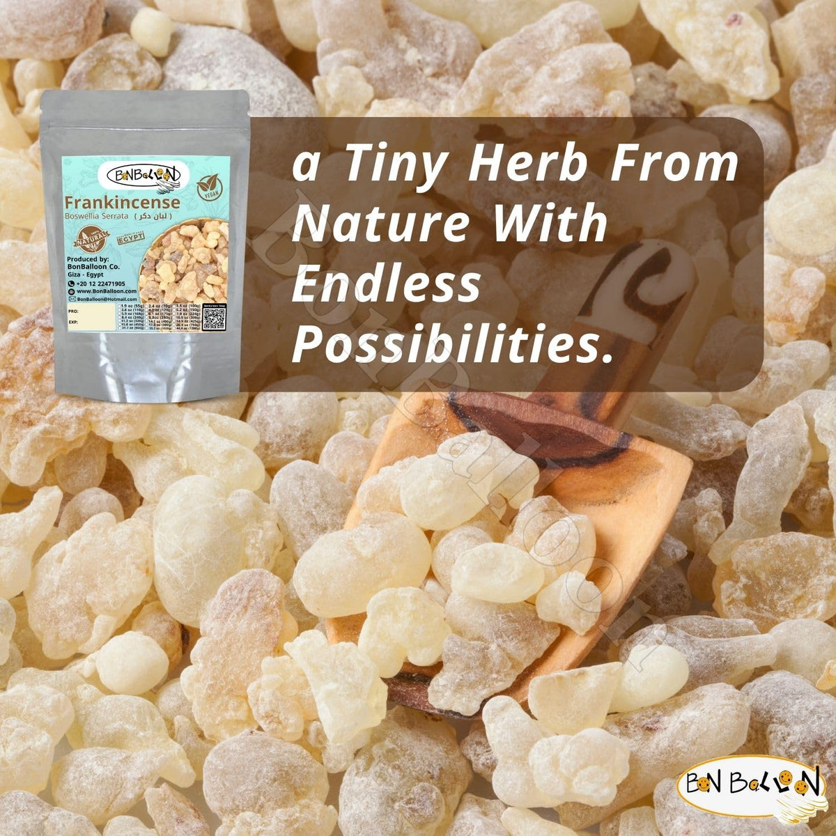 Bonballoon Egyptian frankincense gum aroma profile highlights rich scent.