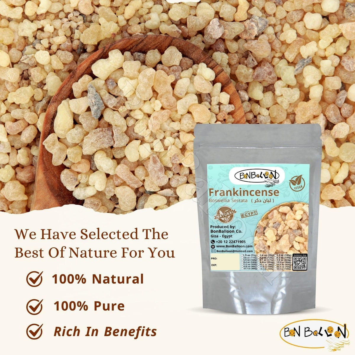 Bonballoon Egyptian frankincense gum dried Arabian presents traditional resin for crafting.