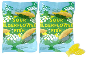 BonBon Sour Elderflower Fish gummies; tangy vegan Swedish candy for playful snacking