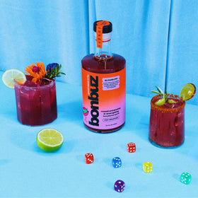 Bonbuz Slowburn blood orange with jalapeño kick highlighting spicy, sugar-free sips