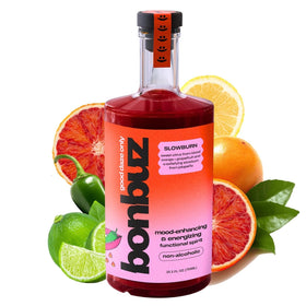 Bonbuz Slowburn bottle pour showcasing spicy citrus for vibrant mocktails