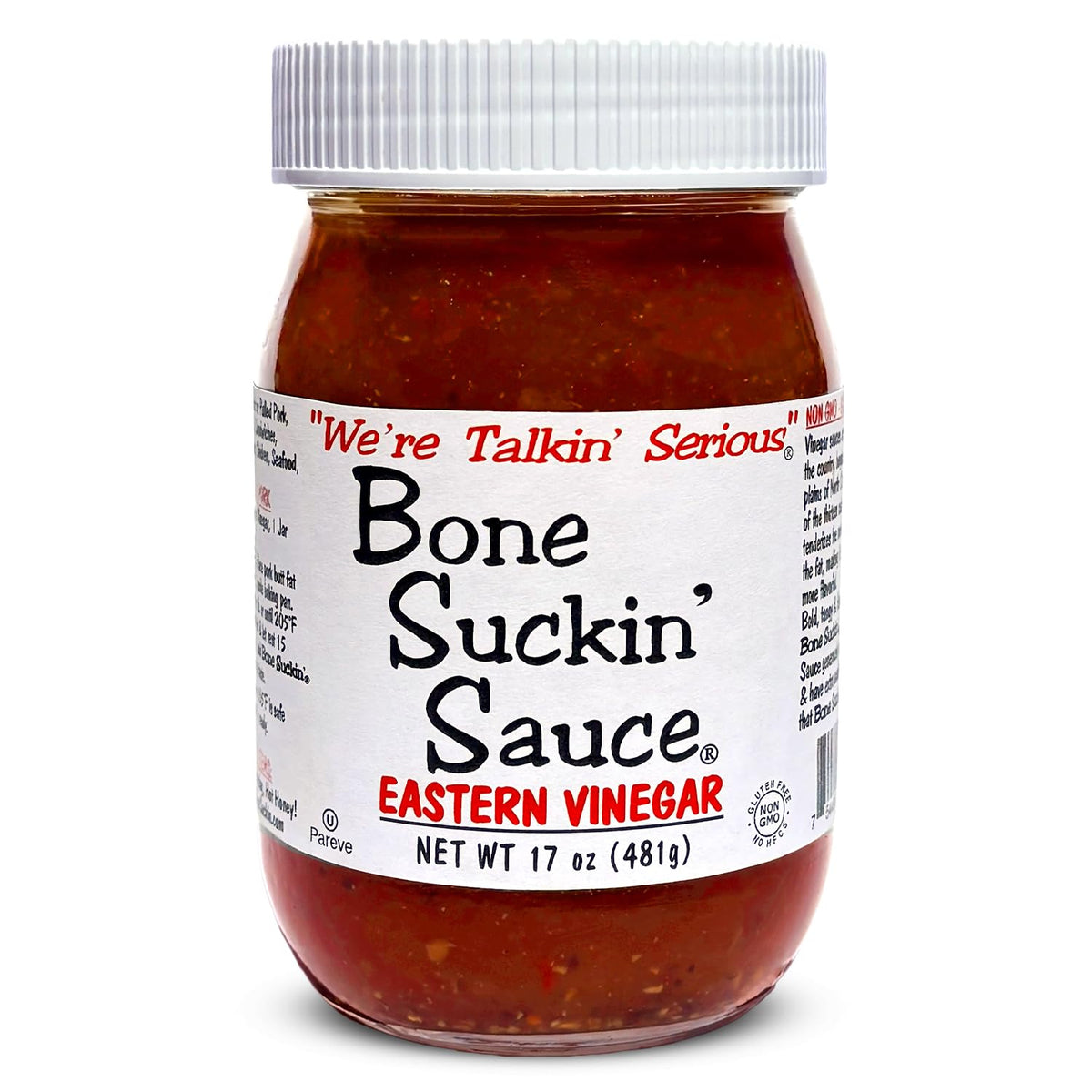 Bone Suckin' bottle pour shows tangy Carolina flavor on grilled meat.