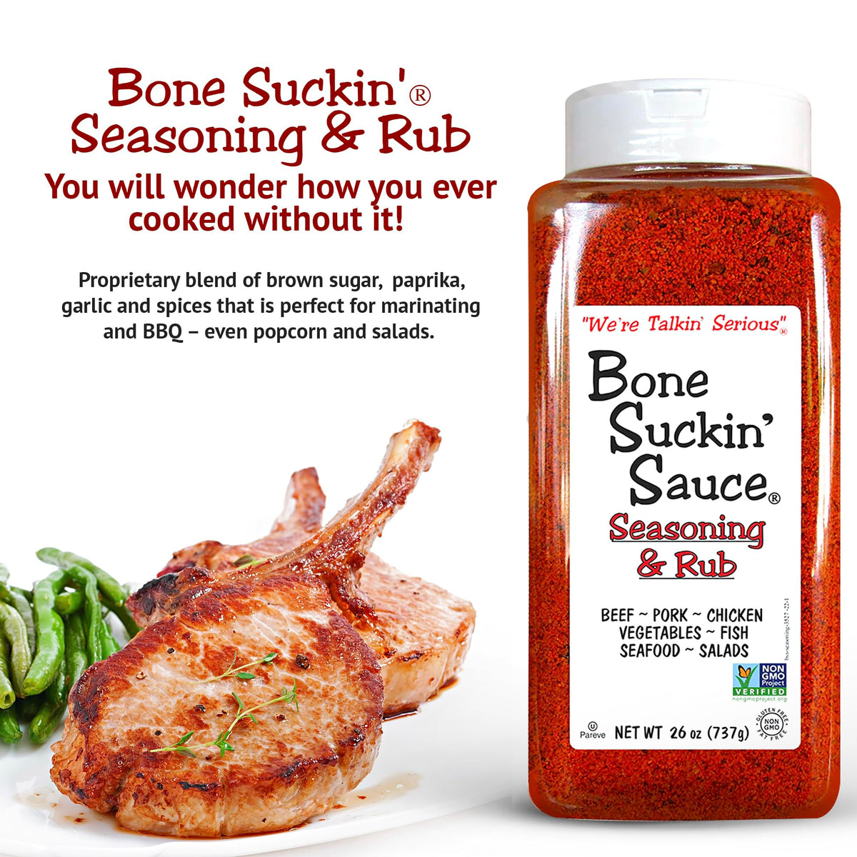 Bone Suckin' Original on pork chops for savory, sweet glaze.
