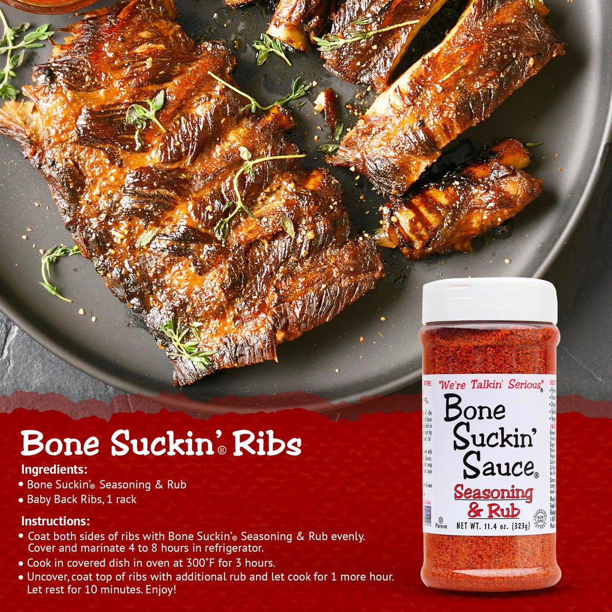 Bone Suckin' Original Seasoning on beef steak for savory crust