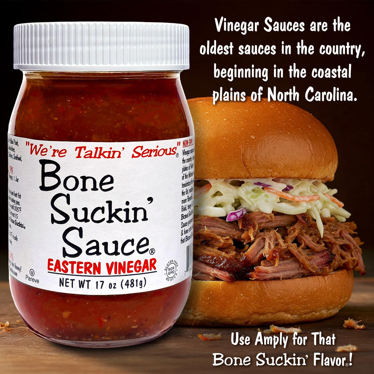 Bone Suckin' sauce dip potatoes for tangy snacking.
