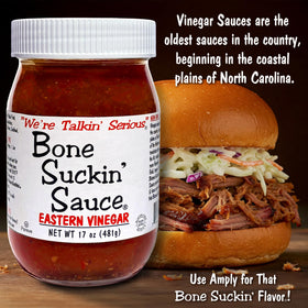 Bone Suckin' sauce dip potatoes for tangy snacking.