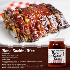 Bone Suckin' Sauce on dipping plate complements vegetables or bread