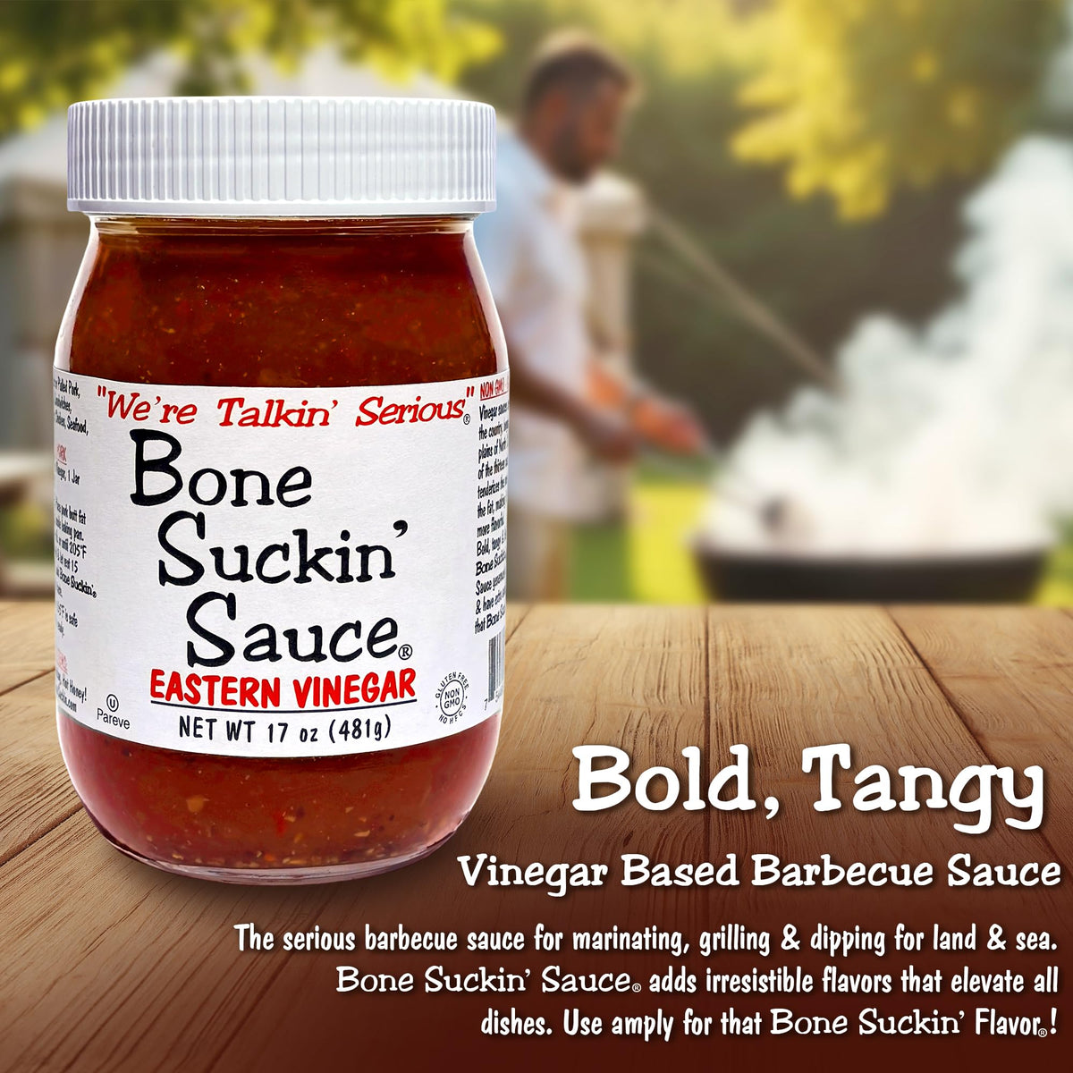 Bone Suckin' sauce marinade pork for juicy results.