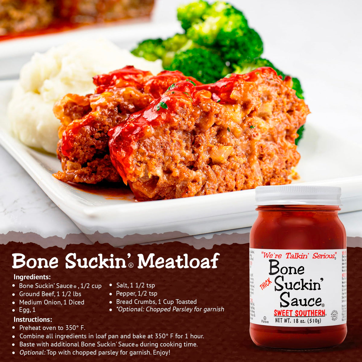 Bone Suckin' Sauce jar with non-GMO kosher seal.