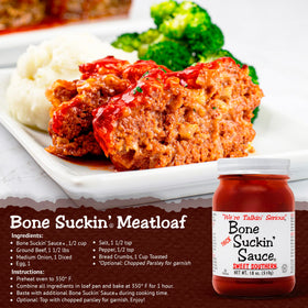 Bone Suckin' Sauce jar with non-GMO kosher seal.